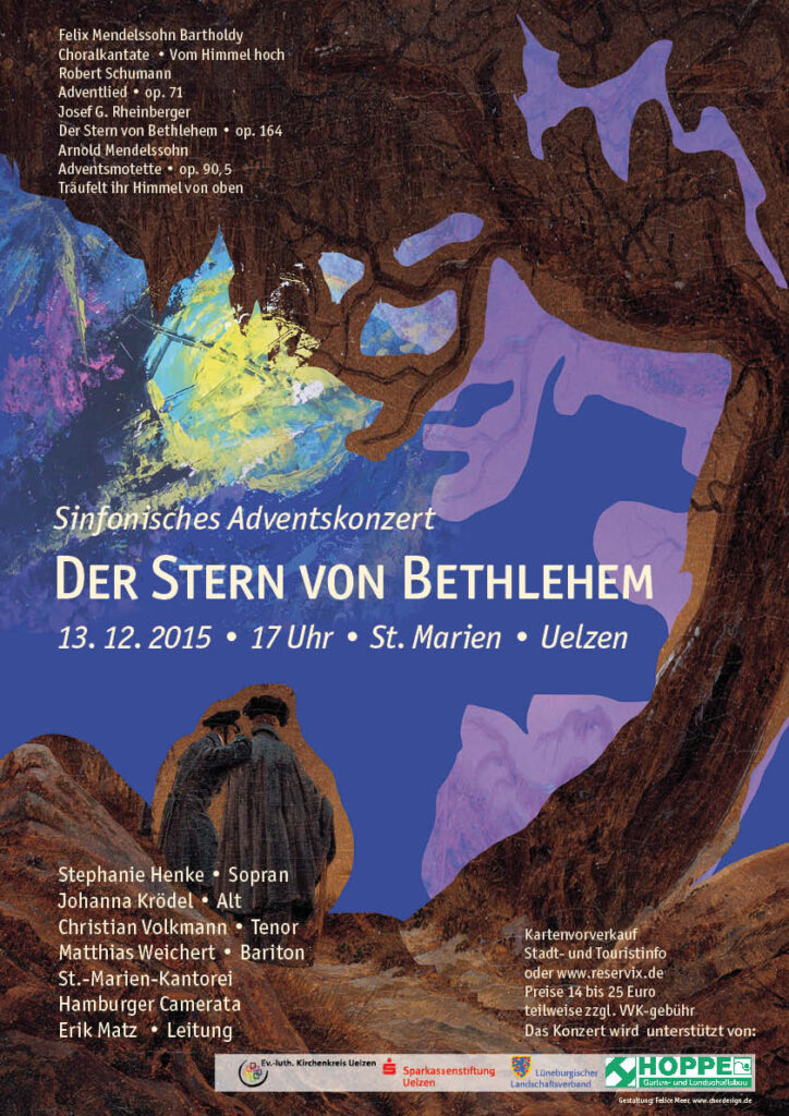 Sinfonisches Adventskonzert, Der Stern von Bethlehe, KOnzert der Kantorei Uelzen unter Leitung von Erik Matz. 2014 Gestaltung Chordesign Felice Meer