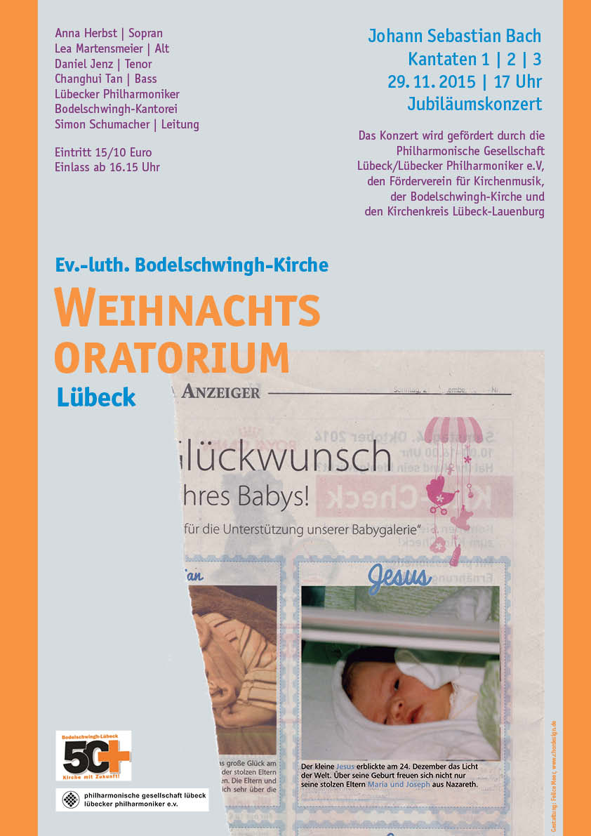 Kirchenmusik, Weihnachtsoratorium, Lübeck 2015, Idee und Gestaltung Felice Meer