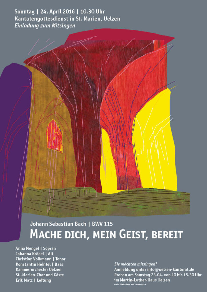 Kantatengottesdienst Mache dich, mein Geist, bereit. St. Marien Uelzen, 2016. Artwork Felice Meer