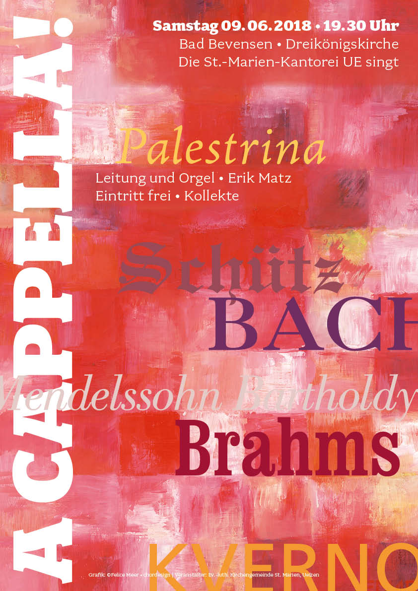 A capella Chorkonzert in Bad Bevensen, 2018, Typographieplakat Von Felice Meer
