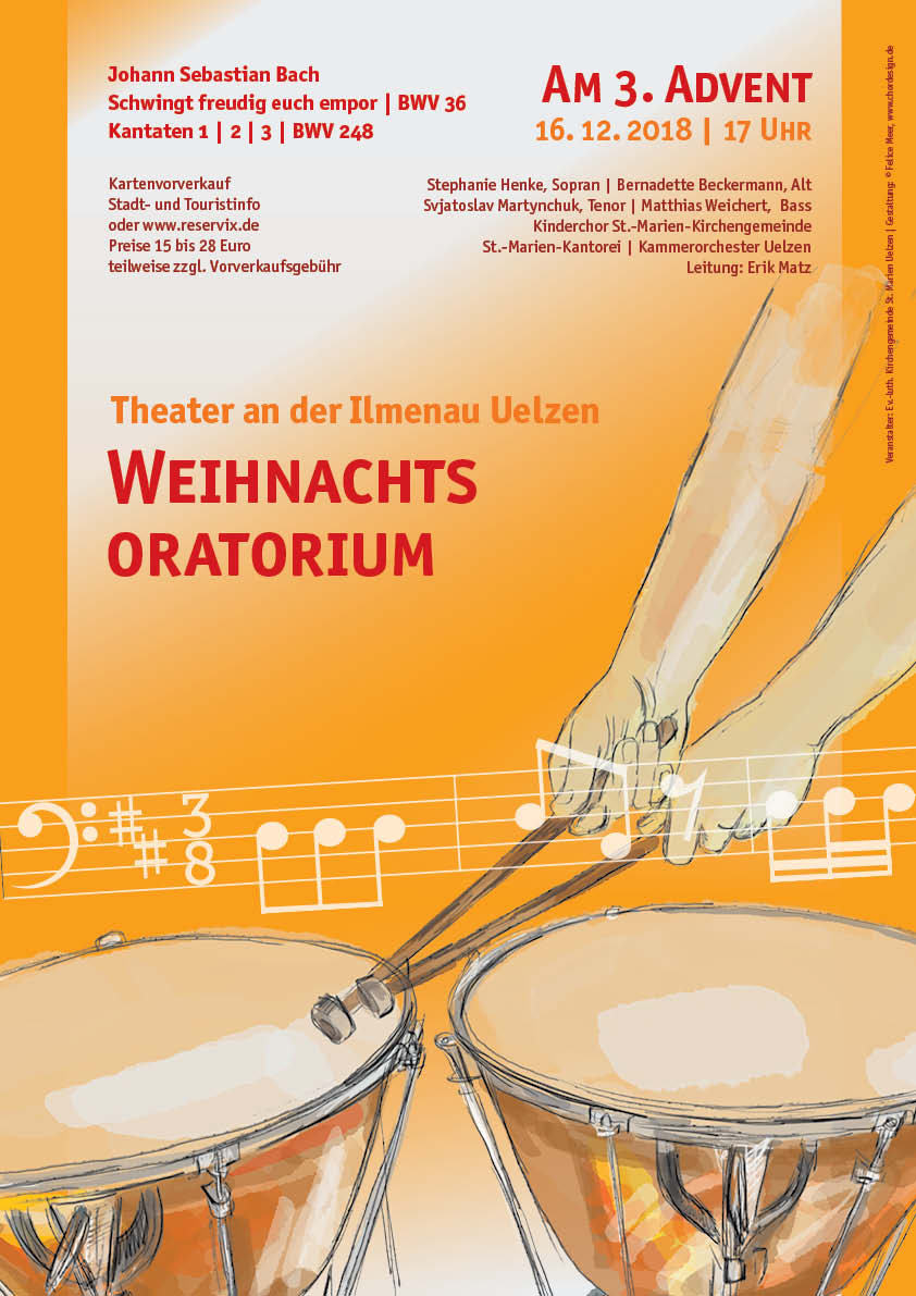 jauchzet frohlocket, Weihnachtsoratorium Plakat mit Pauken von Felice Meer 2018
