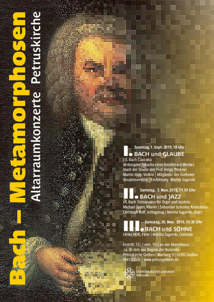 Bach Metamorphosen, Konzertreihe in Giessen 2019, Werbung für die Veranstaltungsreihe Studio Chordesign