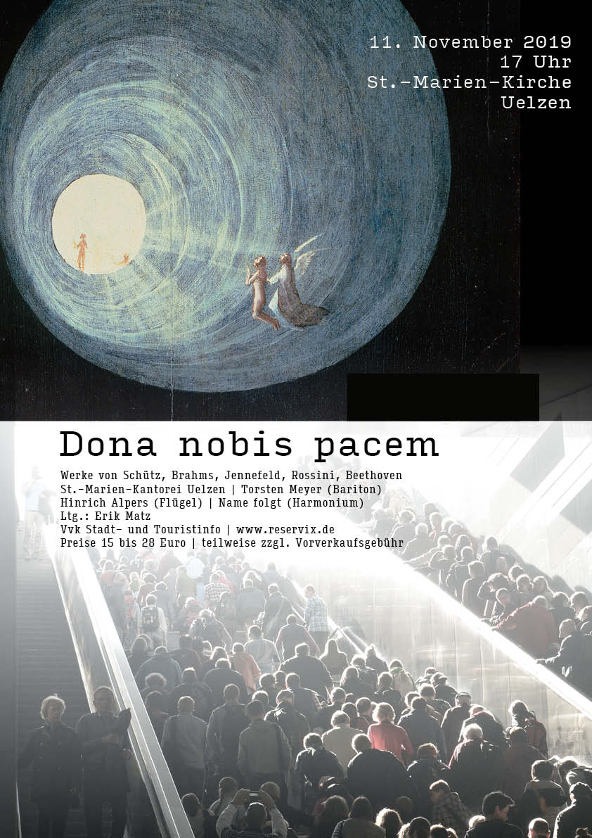 Dona nobis pacem, Licht am Ende des Tunnels, Chorkonzert in Uelzen, Gestaltung Felice Meer 2019