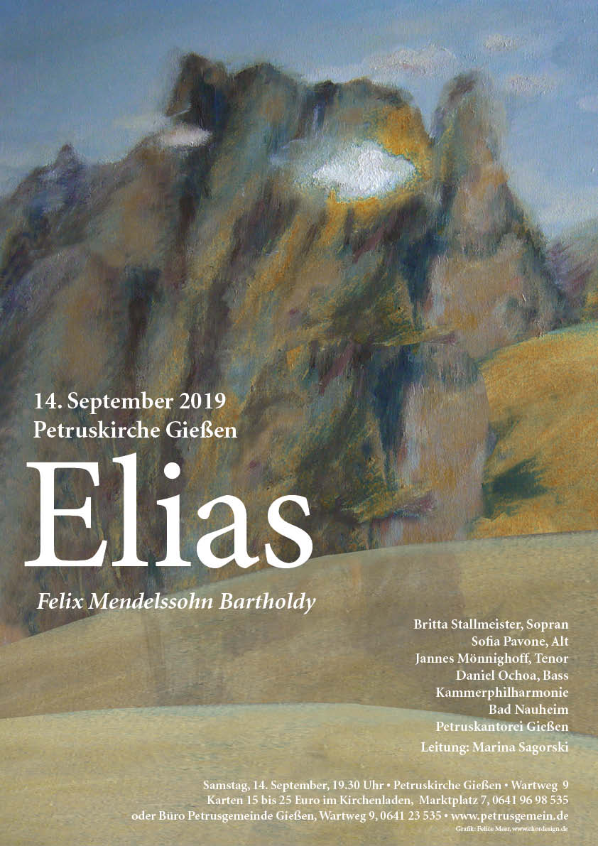 Elias vom Mendelssohn Bartholdy, Oratorienkonzert in der Petruskirche Giessen, Bildgestaltung Felice Meer 2019