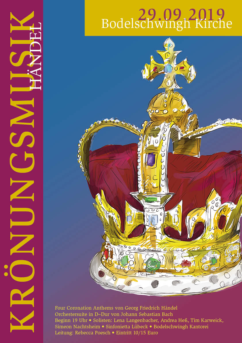 krönungsmusik von Händel, Plakat für chorkonzert in Lübeck 2019 von Felice Meer