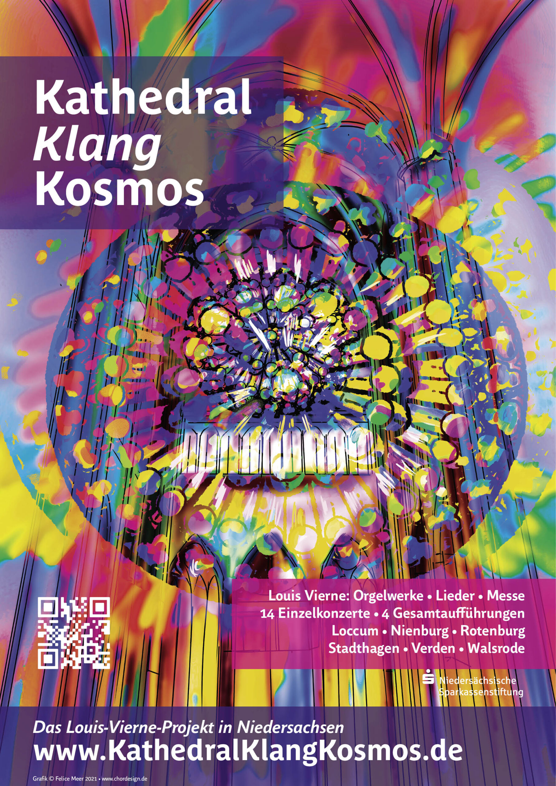 kathedral Klang Kosmos Orgelreihe zu Louis Vierne in Niedersachsen, Programmheft, Plakat, Webseite von Studio chordesign