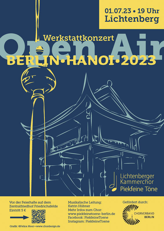 Open Air Werkstattkonzert Berlin Hanoi des kammerchores Berlin Lichtenberg, Grafik Felice Meer 2023