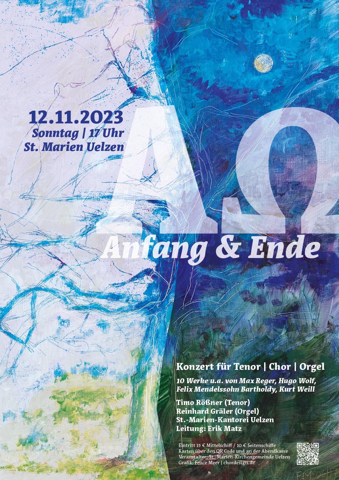 Anfang und Ende Konzert für Tenor, Orgel und Chor, 2023 in Uelzen, Artwork Felice Meer