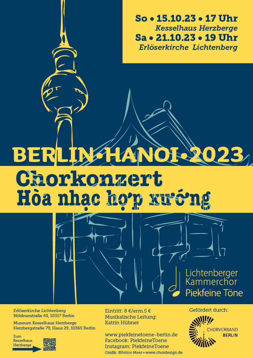 berlin Hanoi Chorkonzert des Lichtenberger Kammerchores 2023, Logo und Plakat Felice Meer