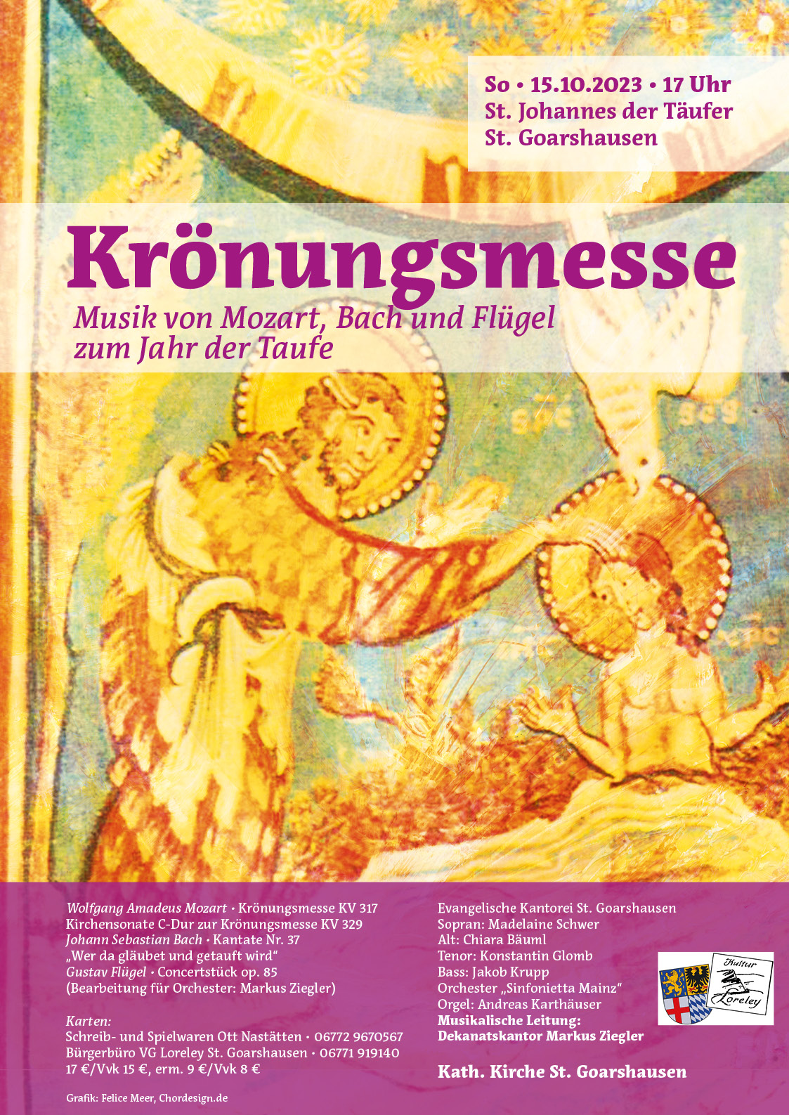 Krönungsmesse Johannes der Täufer St. Goarshausen, 2023, Musik zum Jahr der Taufe, Felice Meer, Grafikdesignerin
