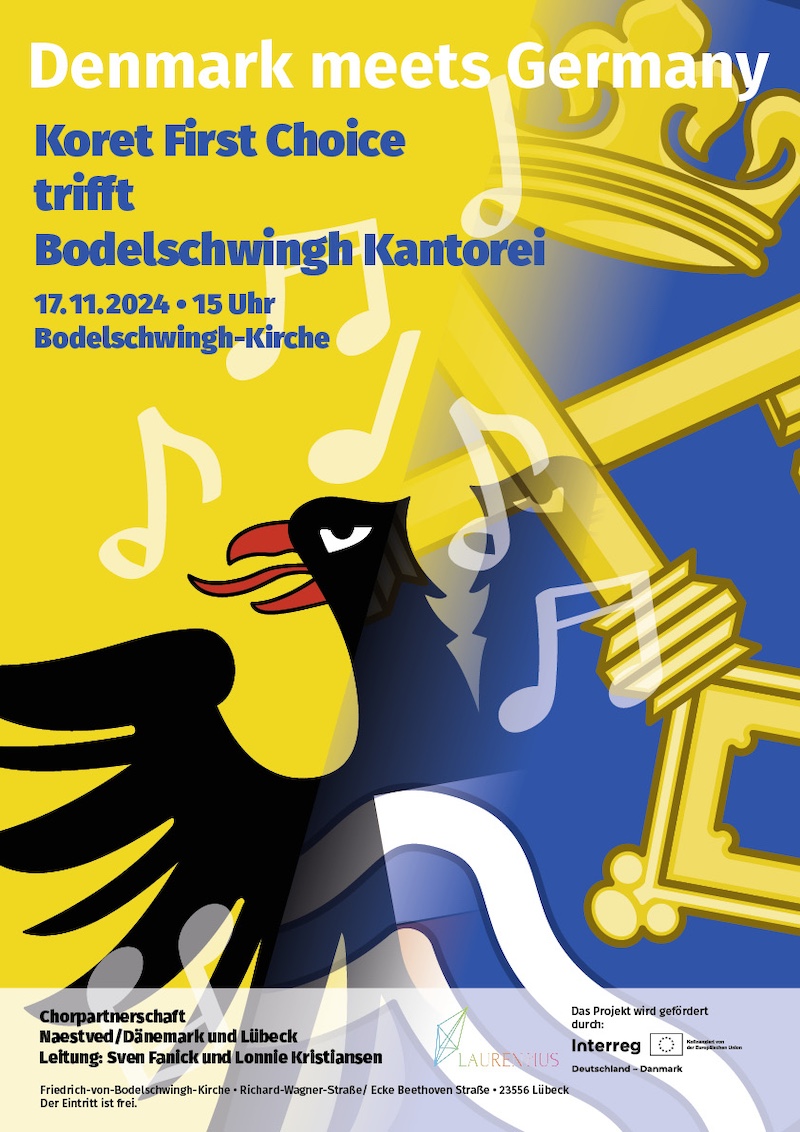 Denmark meets germany, Chorprojekt, chorpartnerschaft, 2024, in Lübeck, interreg, Gestaltung Felice Meer