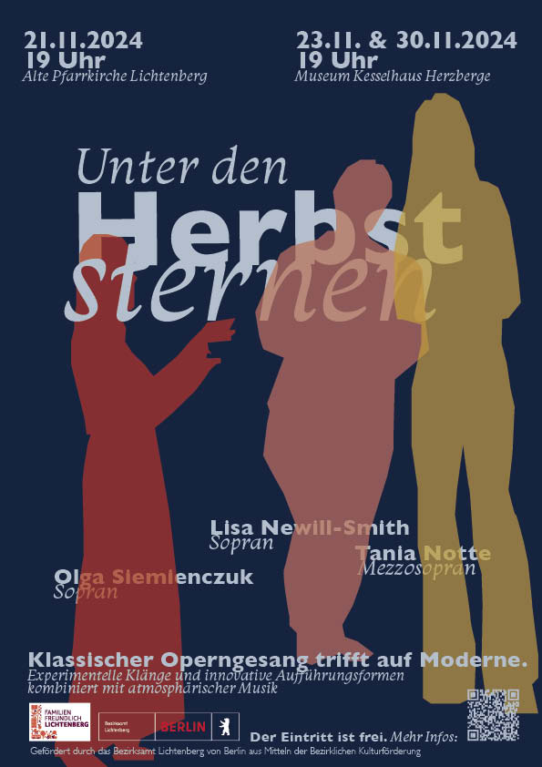 Unter den Herbststernen, Klassischer Operngesang trifft auf Moderne, Konzert im Kesselhaus Herzberge 2024, Plakat Felice Meer