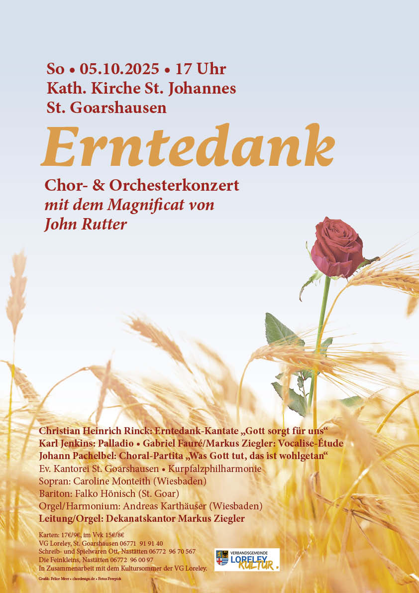 Erntedank Chor und Orchesterkonzert mit dem Magnificat von Rutter, Studio chordesign 2025