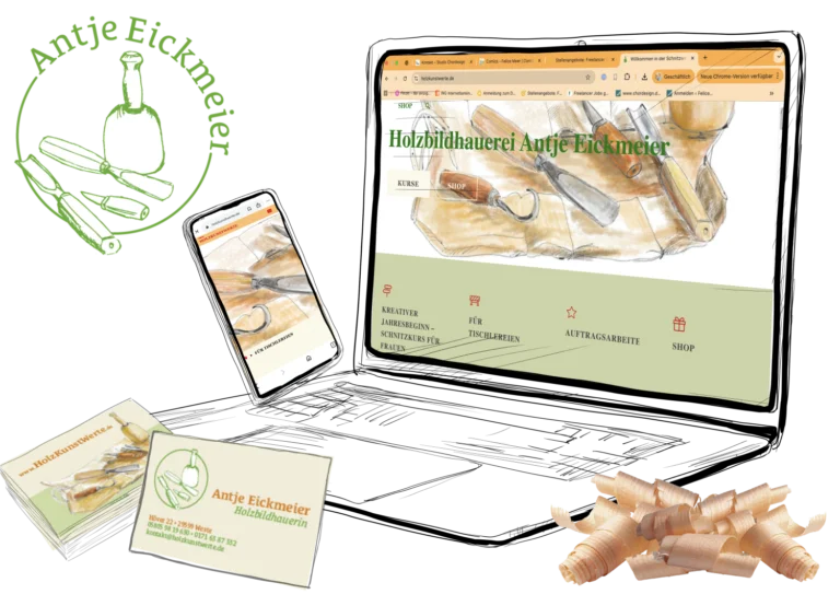 Angebot für Tischlereien: Logo, Print und Web, Visitenkarten bis Autobedruckung aus einer Hand von Felice Meer, Grafikdesignerin