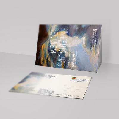 Postkarte, Teil des Komplettangebotes Konzertwerbung für das Konzert der Kantorei in Uelzen Brahms Ein Deutsches Requiem