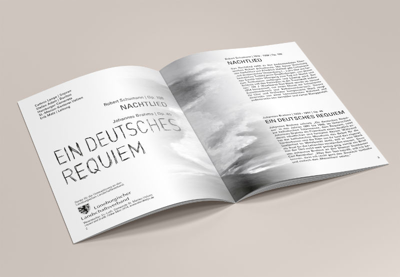 Innenseite des Programmheftes, Kirchenkonzert in Uelzen, Layout und Grafik von Felice Meer