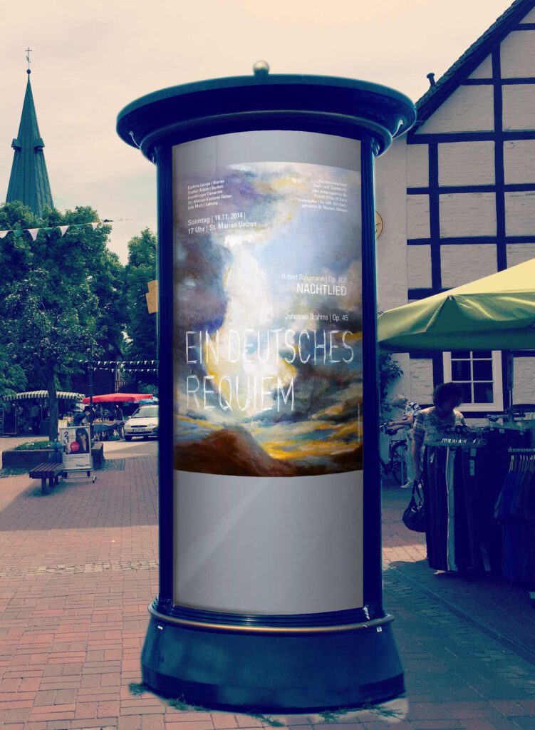 Brahms, Ein Deutsches Requiem an einer Litfasssäule Plakat im Format A0